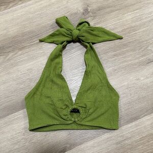 Olivaceous Halter O-Ring Crop Top